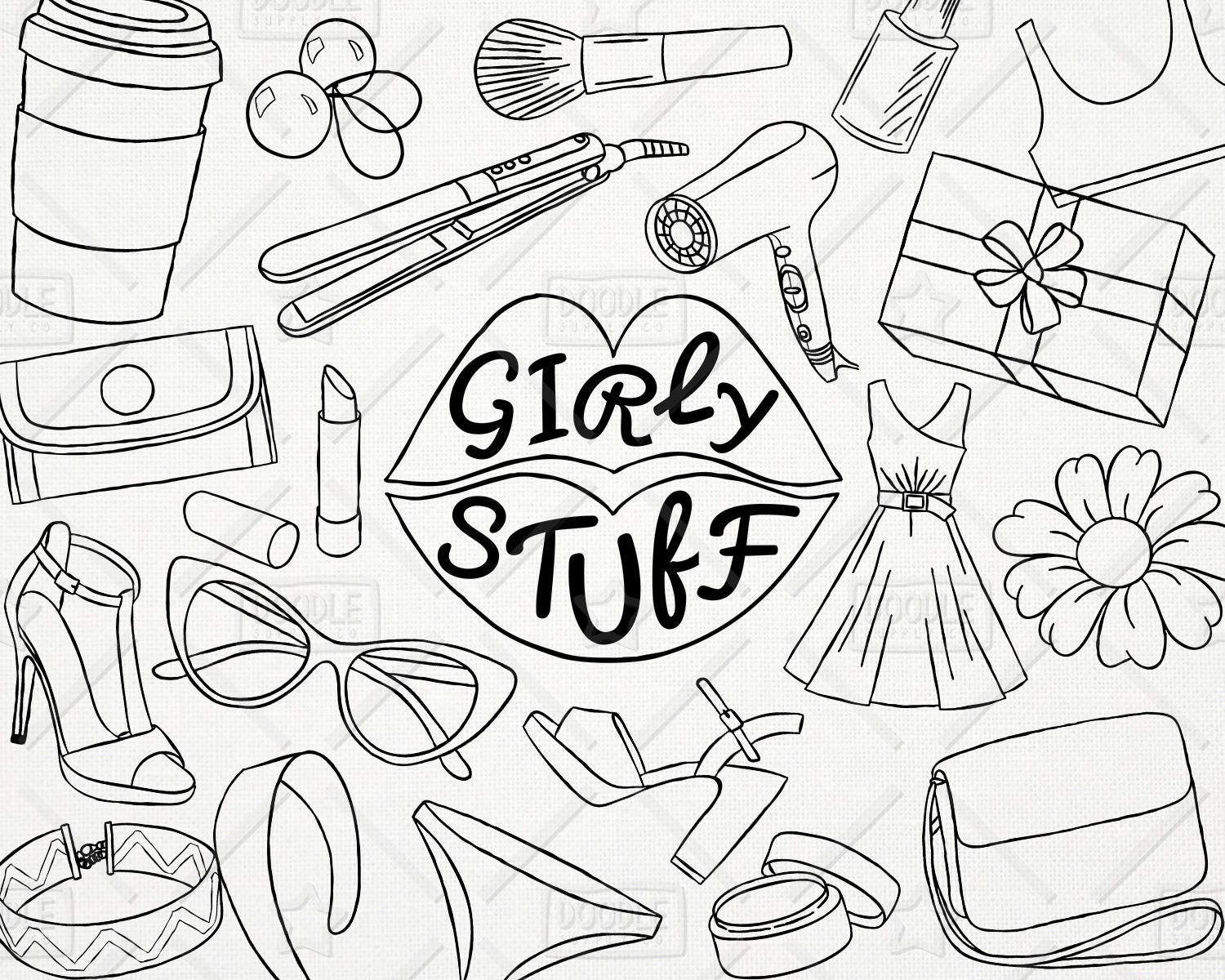 Doodle Girly Stuff Vector Pack, Girly Things, Girly Clipart, Makeup  Clipart, Pretty Things, Planner Girl, Girly Sticker, SVG, PNG File 