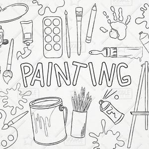 Doodle Painting Vector Pack, Art Clipart, Hobby Clipart, Painter Clipart, Art Class Clipart, Painting Tools,Art Class Graphics, SVG,PNG file