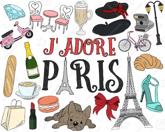 Download Paris Clipart Vector Pack Parisian Themed Clipart Eiffel Etsy