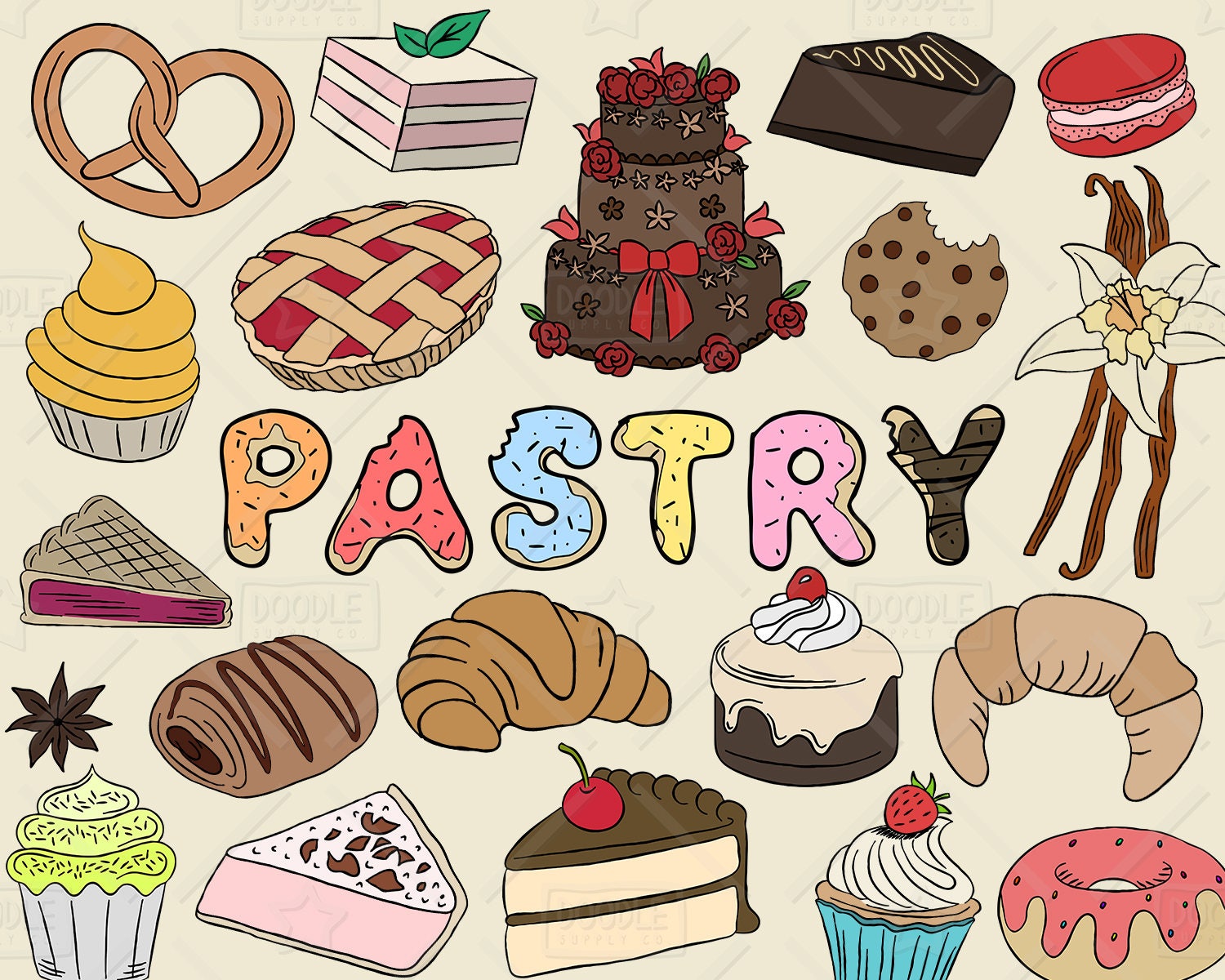 Pastry Clipart Vector Pack, Bakery Clipart, Sweets Clipart, Baking Clipart,  Pastry Graphics, Cake Sticker, Vanilla Clipart, SVG, PNG File - Etsy