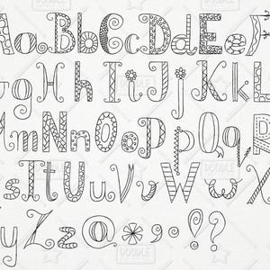 Doodle Alphabet Clipart Vector Pack Hand Drawn Font Alphabet - Etsy