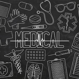 Chalkboard Health Vector Pack, Medical Clipart, Healthcare Clipart, Hospital Clipart, Doctors Clipart, Medical Vectors, SVG, PNG file