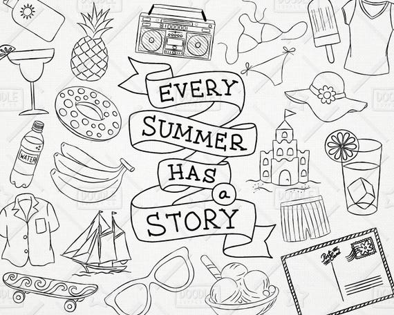Download Summer Doodle Beach Clipart Summer Stickers Summer Clipart Vector Pack Svg Summer Icons Png File Vacation Clipart Clip Art Art Collectibles