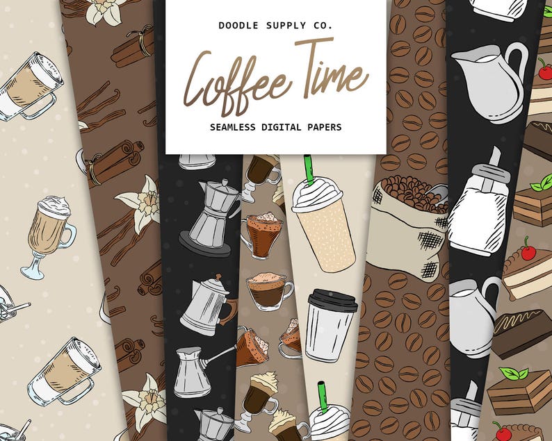 Coffee Digital Paper Pack, Seamless Pattern, Coffee Texture, Coffee ...