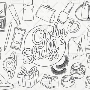 Doodle Girly Stuff Vector Pack, Girly Things, Girly Clipart, Makeup Clipart, Pretty Things, Planner Girl, Girly Sticker, SVG, PNG file