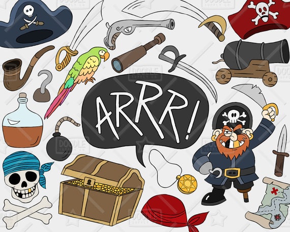 Pirate Clipart Vector Pack Pirate Party Decorations Pirate Etsy