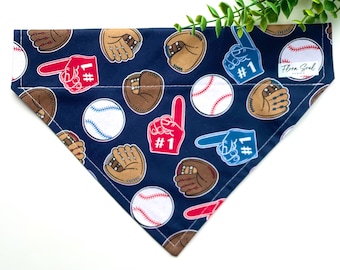 Dog Bandana - Cat Bandana - Over the Collar - Dog Scarf - Dog gift - Bandana on Collar  - Sports Fan - MLB - Custom gifts for him - BASEBALL