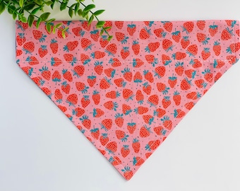 Dog Bandana - Cat Bandana - Over the Collar - Dog Scarf - Puppy Bandana - Bandana on Collar - STRAWBERRIES