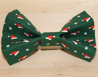 Santa Hats Dog Bow Tie / Santa Dog Bow Tie / Christmas Dog Bow Tie / Holiday Dog Bow Tie