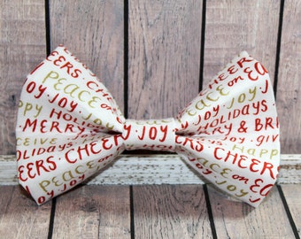 Merry and Bright Christmas Dog Bow Tie