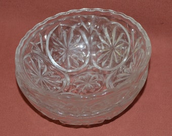Vintage Crystal Set of 2 Small Clear Glass Crystal Bowls 1960's Decor