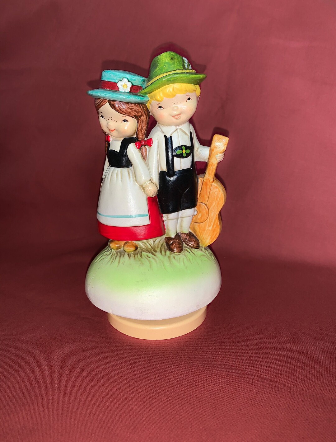 RARE Vintage Music Box Boy and Girl Figurine Sankyo Japan Mid Etsy
