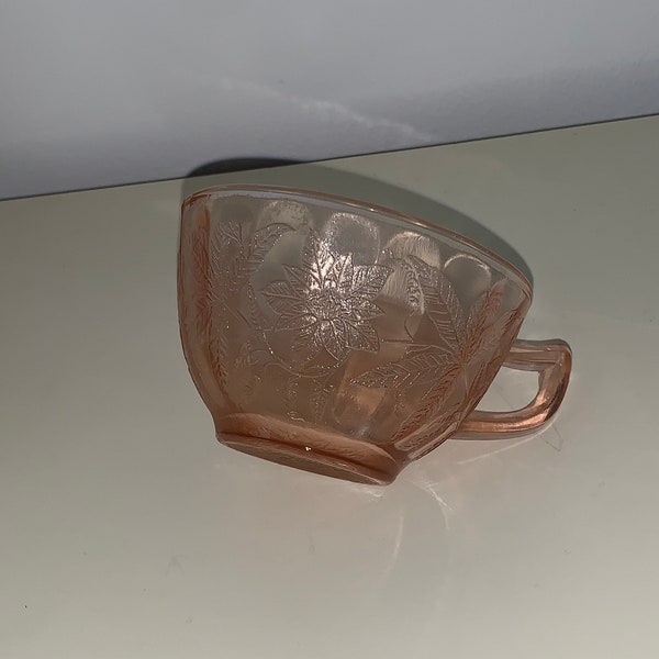 Vintage Pink Depression Glass Tea Mug 1930s Peach Pink Depressionglass Depressionware Tea Cup