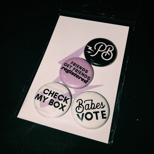 Voter Button Set - Feminist Christmas Gift - Alternative Bride - Feminist Mom