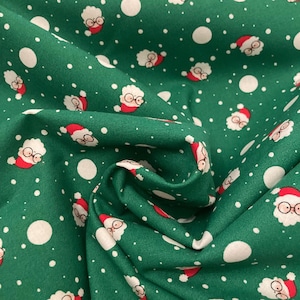 Smart Santa Fabric 100% Cotton Fabric By the 1/2 Yard