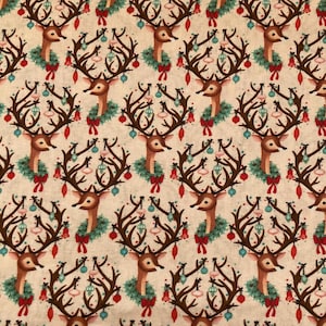 Retro Rudolph Fabric 100% Cotton Fabric By the 1/2 Yard