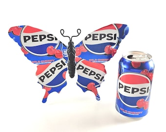 Cherry Pepsi Recycled Can Butterfly