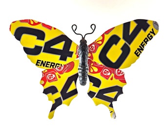 C4 Cherry Starburst Recycled Aluminum Can Butterfly
