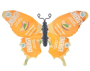 V8 Energy Peach Mango Recycled Aluminum Can Butterfly