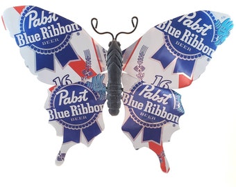 Pabst Blue Ribbon Recycled Aluminum Can Butterfly