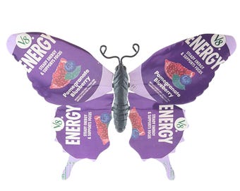 V8 Energy Pomegranate Blueberry Recycled Aluminum Can Butterfly
