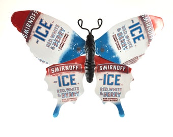 Smirnoff Ice Red White and Berry Recycled Aluminum Can Butterfly