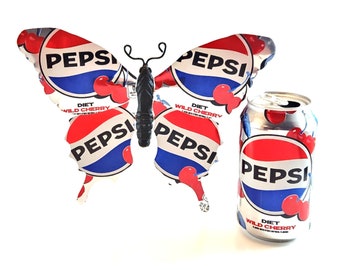 Cherry Diet Pepsi Recycled Aluminum Can Butterfly