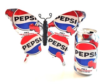 Cherry Diet Pepsi Recycled Can Butterfly