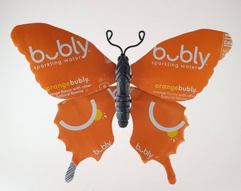Orange Bubly Recycled Can Butterfly