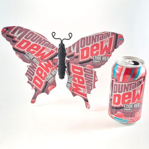 Mtn Dew Code Red Recycled Alum Can Butterfly