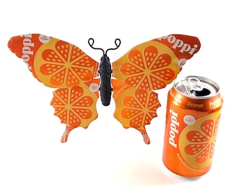 Poppi Orange Recycled Can Butterfly
