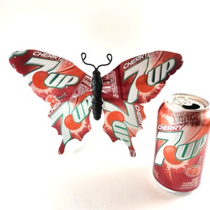 Cherry 7up Recycled Aluminum Can Butterfly