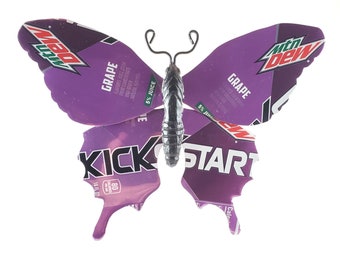 Mtn Dew Kick Start Recycled Aluminum Can Butterfly