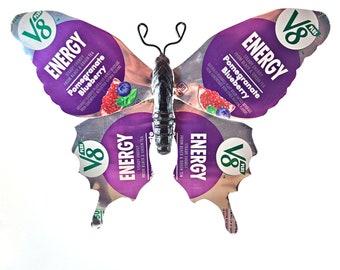 V8 Energy Pomegranate Blueberry Recycled Aluminum Can Butterfly