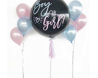 KOSTENLOSER Versand am selben Tag - Gender Reveal Ballon 36 Zoll - wird mit blauem und rosa Konfetti geliefert