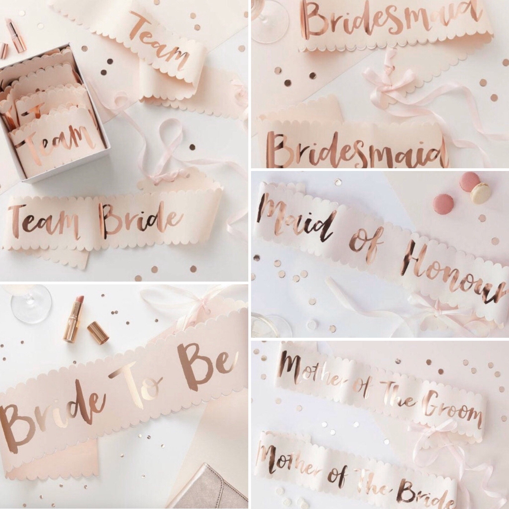 Rose Gold Bride To Be satin Sash - Bridesmaid Sash, Team Bride sash, …