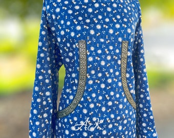 Daisies & bees dark blue kuspuk women kuspuk kuspuk dress