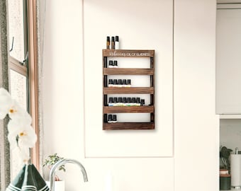 Personalized Essential Oil & Nail Polish Shelf Wall Mount Rack for Beautiful Display / Organization | Perfect for Home Kitchen Vanity Office