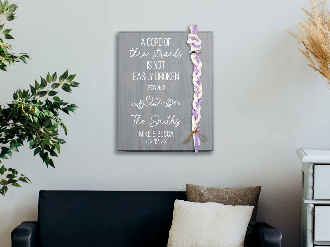 Custom UNIQUE Threefold Cord Wood Wedding Ceremony Sign NIV Name ...