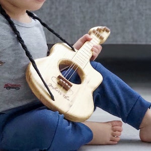 Personalized Sensory Toy Guitar for Toddlers Customized Preschool Montessori Gift Unique Imaginative Play Development Ukulele image 2