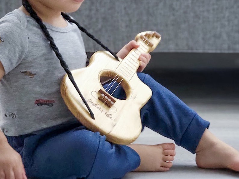 Personalized Sensory Toy Guitar for Toddlers Customized Preschool Montessori Gift Unique Imaginative Play Development Ukulele image 2