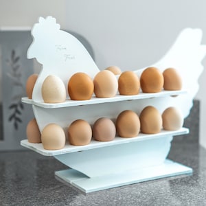 Personalized Wooden Chicken-shaped Egg Holder Storage & Display for Farm Fresh  Eggs Countertop Kitchen Accessory Two Dozen Eggs Rack 