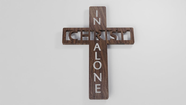 In Christ Alone Scripture Cross Sign Bible Hymn Quote Farmhouse Style Carved 3D Decor for New Home Office Study Library Youtube Studio image 6