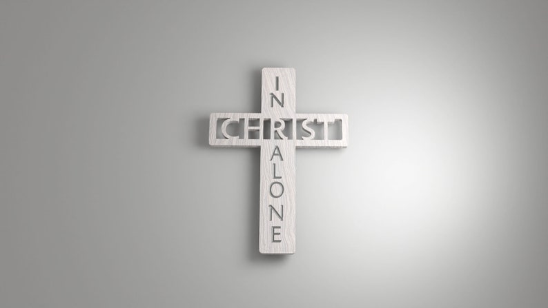 In Christ Alone Scripture Cross Sign Bible Hymn Quote Farmhouse Style Carved 3D Decor for New Home Office Study Library Youtube Studio image 3