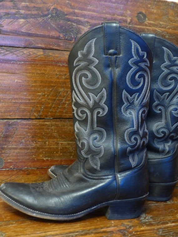 Justin Black Buck Cowboy Boots Men's 8 Justin Mens Cowboy Boots Tan Distressed