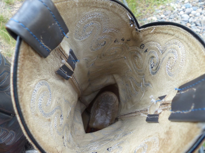 Handmade Brown Snakeskin and GrayBlue Shaft Cowboy Boots