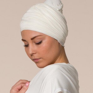 Soft Bamboo Turban Kundalini Yoga, White Bamboo Turban, Yoga Turban, Bamboo Pashmina, Head Scarf, Head Wrap, Chemo Headwear, Made in Italy
