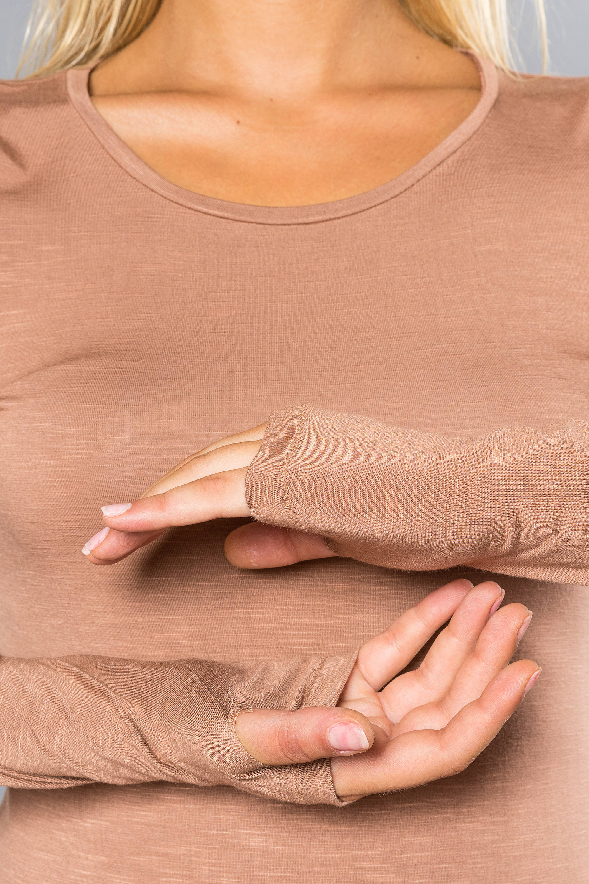Bamboo Womens Top With Long Sleeves and Thumb Holes Yoga Top