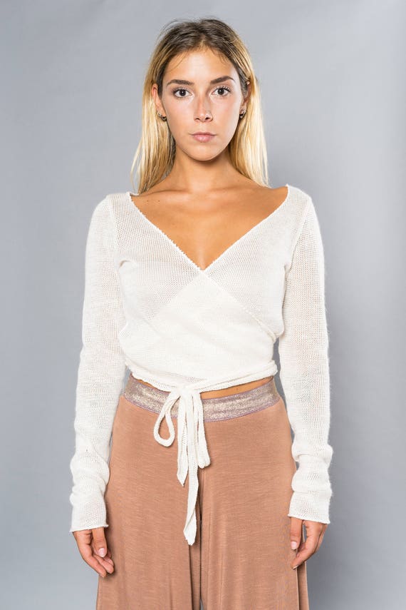 wrap around sweater top
