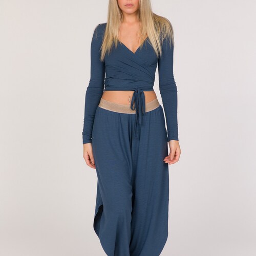 Bamboo Wrap-Over Top, Bamboo Wrap-Around Cardigan, Sustainable Cache-Coeur, Yoga Wrap Top, Ballet Wrap Cardigan, shops Handmade, Made in Italy